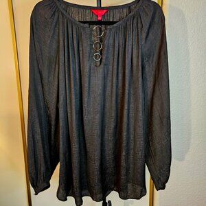 Jennifer Lopez Black Tunic Top with Metal Design Size 2X
